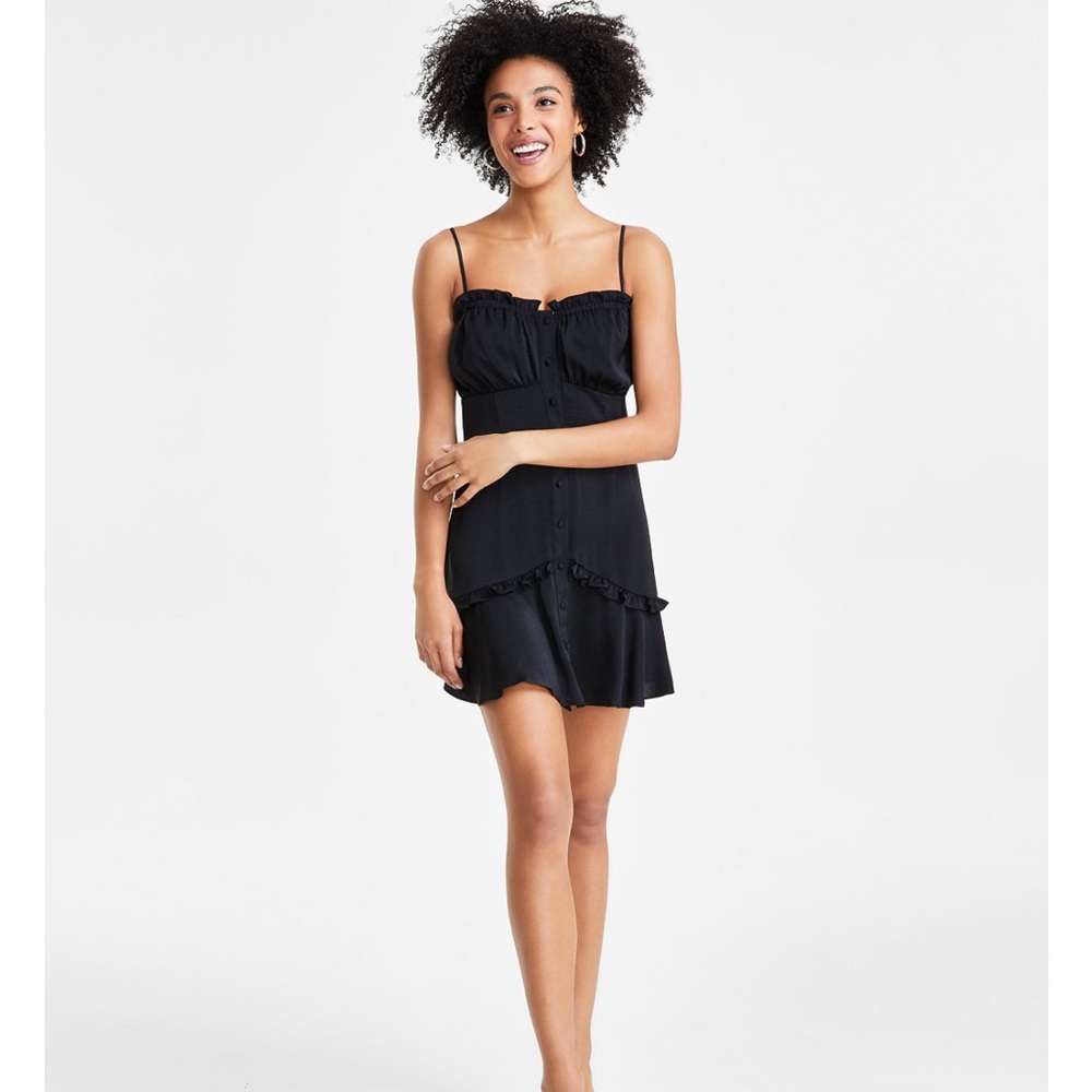Bar III Black Ruffle Mini Dress